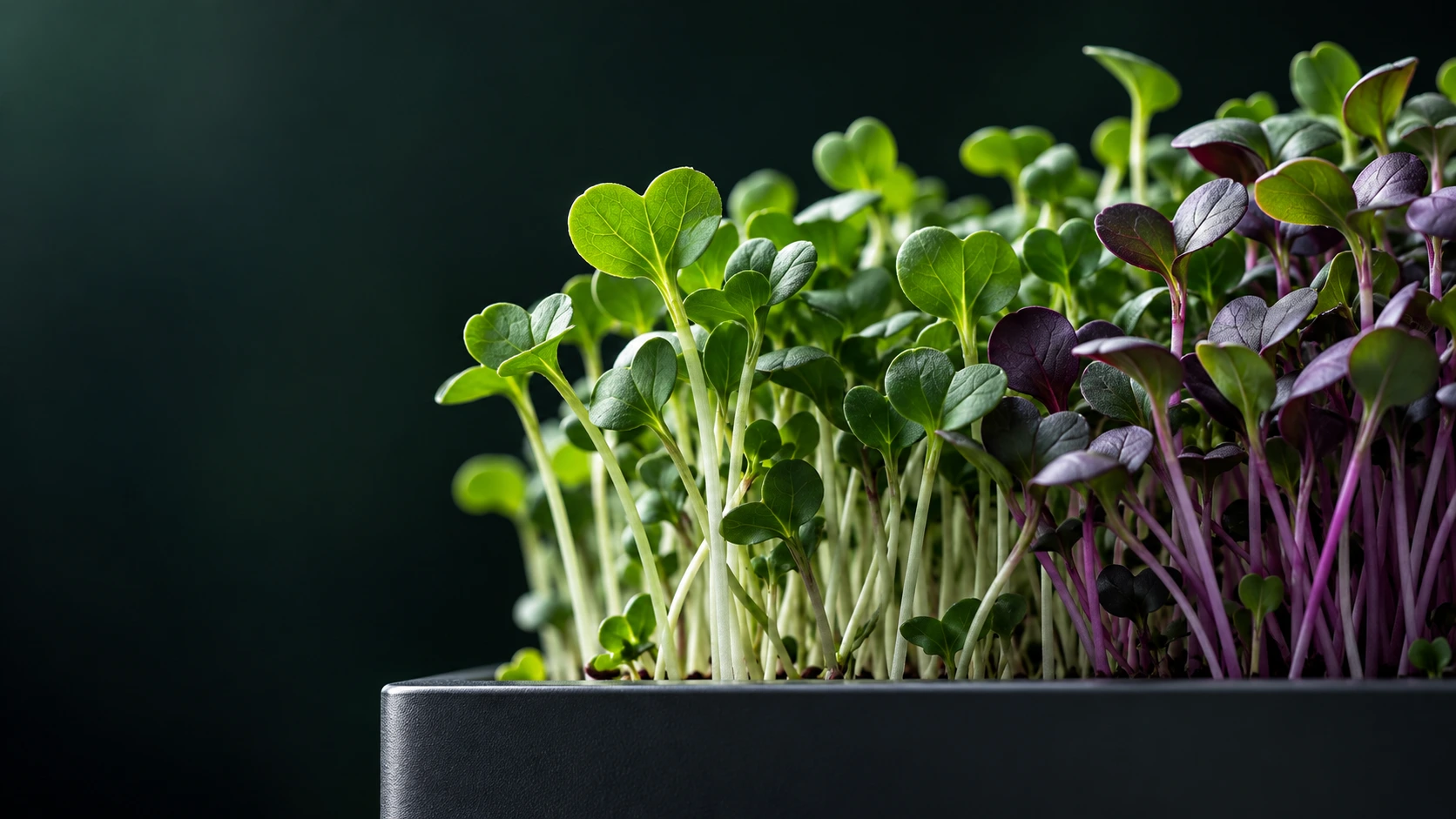 Microgreens en una bandeja de cultivo